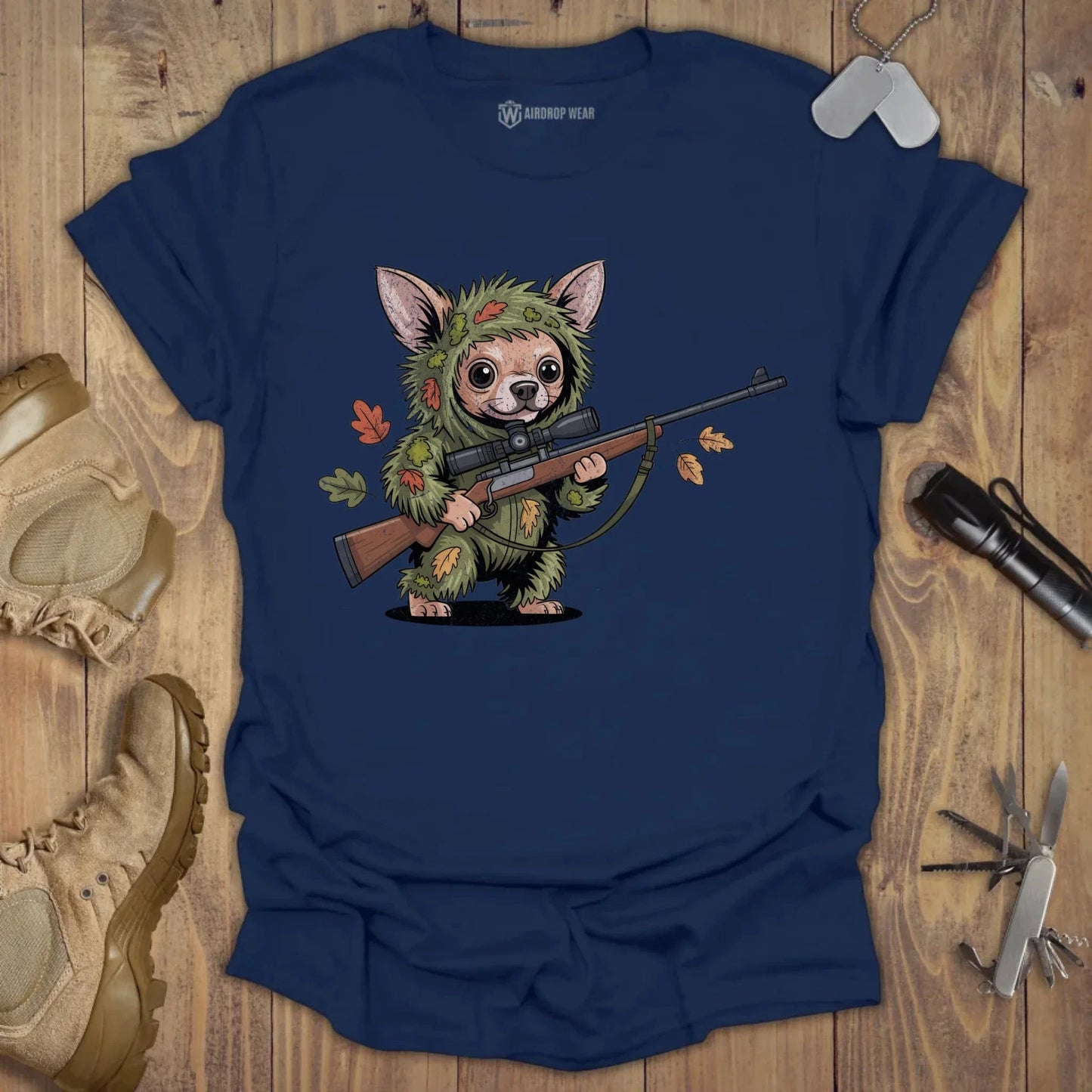 Sniper Chihuahua T-shirt Navy