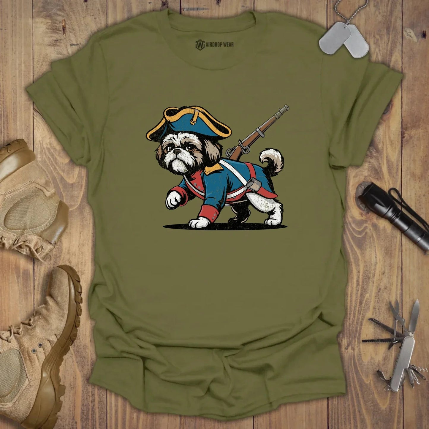 1776 Shih Tzu T-shirt Military Green
