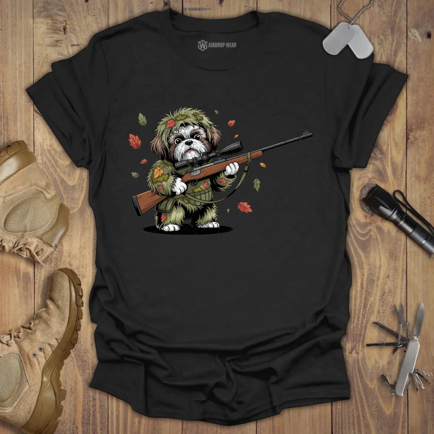 Sniper Shih Tzu T-shirt Black