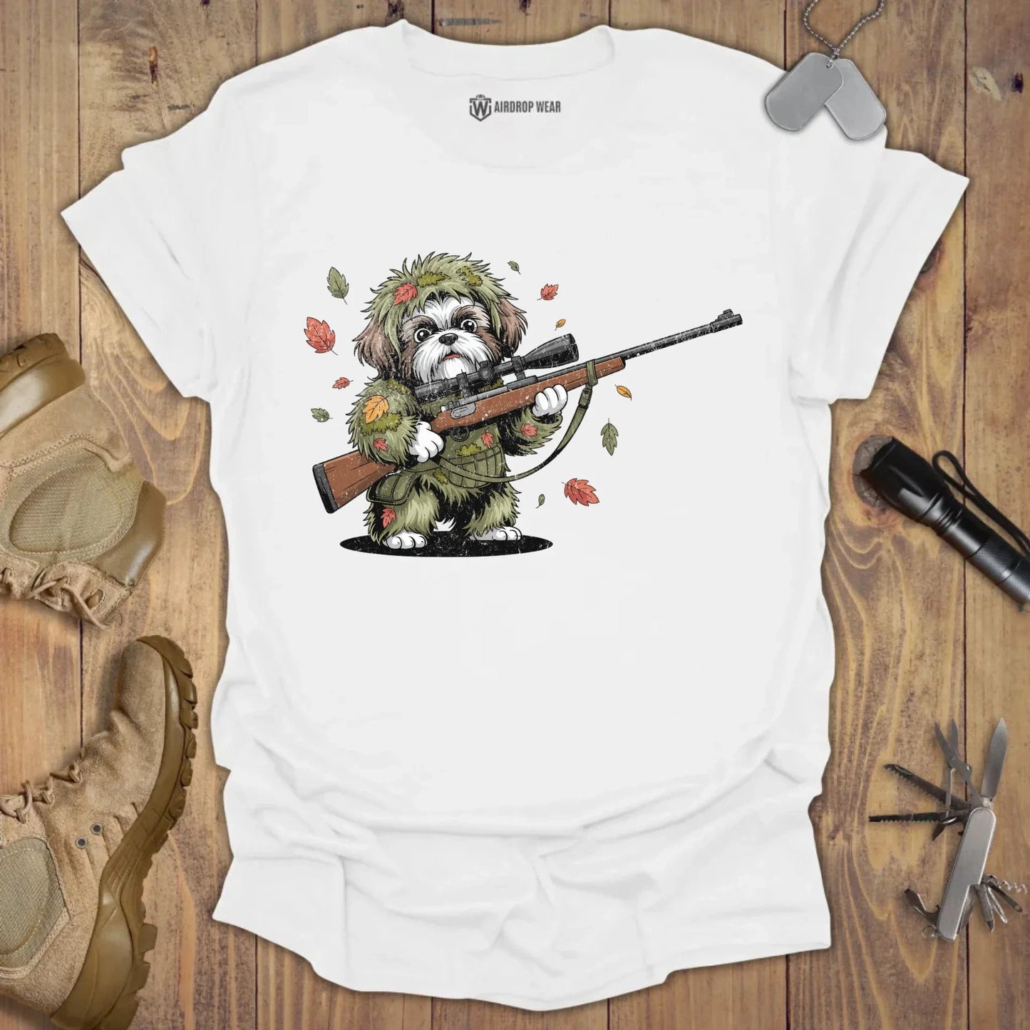 Sniper Shih Tzu T-shirt White