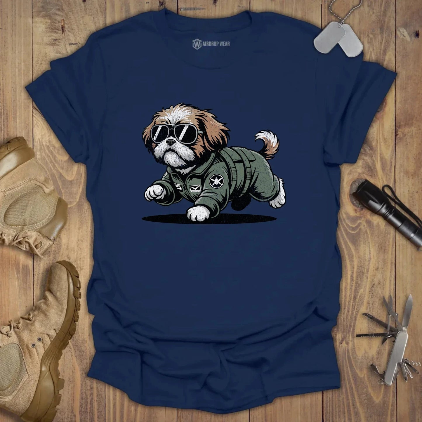 Fighter Pilot Shih Tzu T-shirt Navy