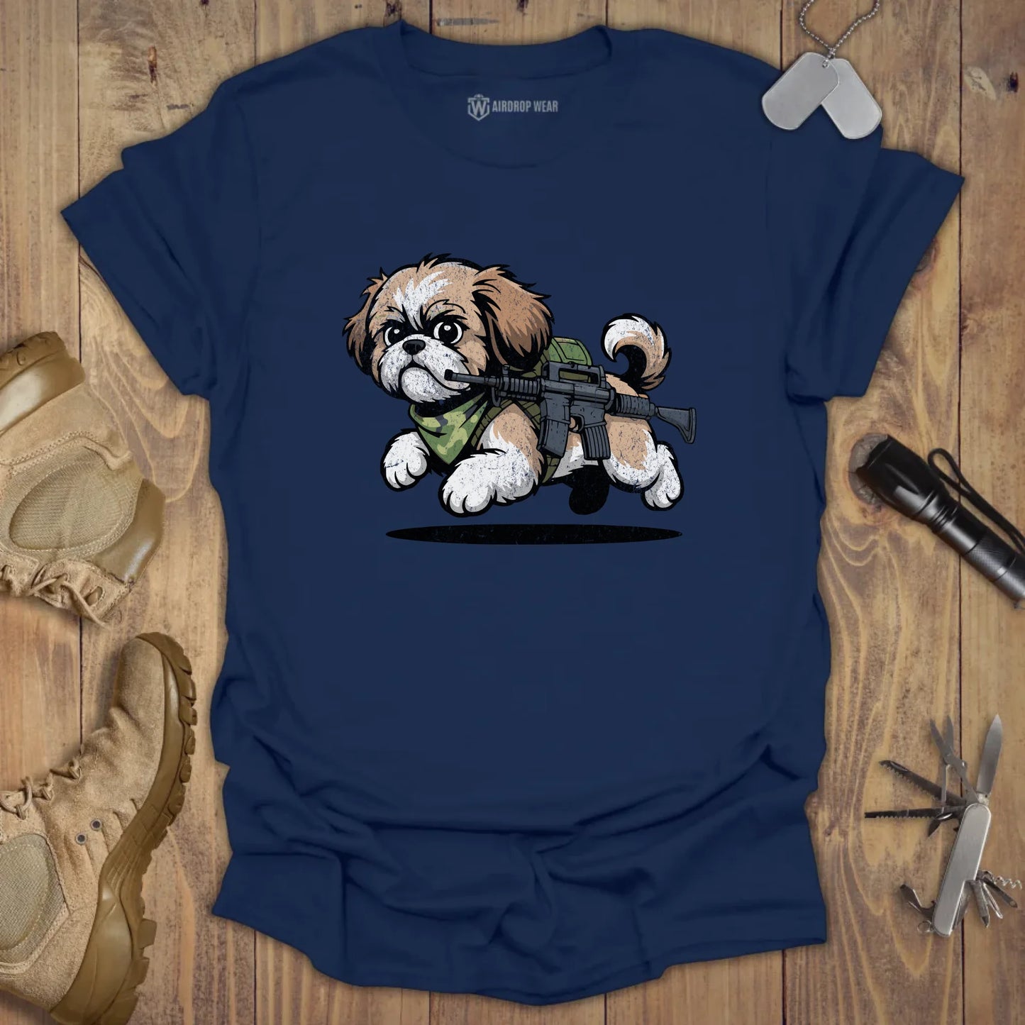 Tactical Shih Tzu T-shirt Navy
