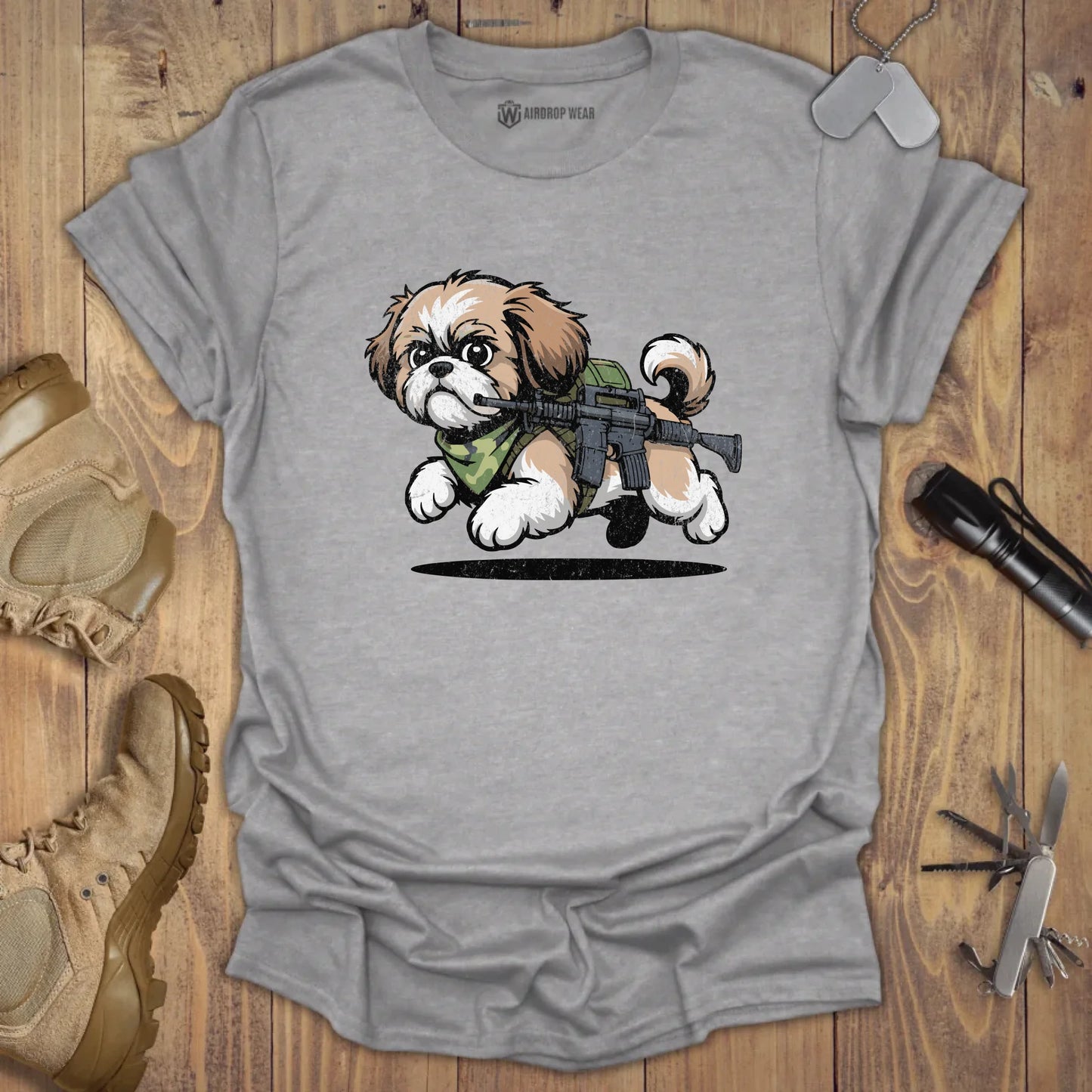 Tactical Shih Tzu T-shirt Sport Grey
