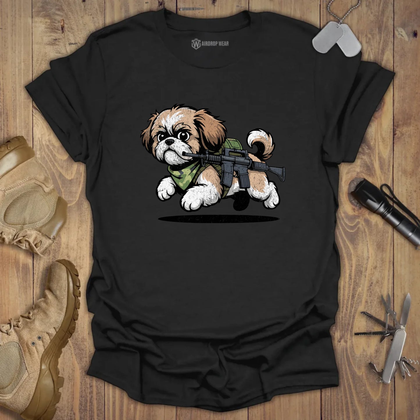 Tactical Shih Tzu T-shirt Black
